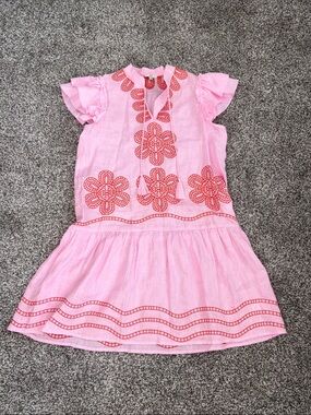 Tyler Boe Aimee Embroidered Linen Dress in Pink